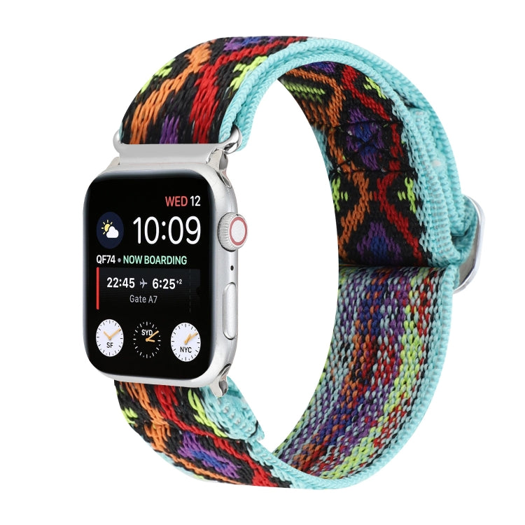 Metal Japanese Buckle Elastic Nylon Replacement Watchbands, For Apple Watch Series 7 45mm / 6 & SE & 5 & 4 44mm / 3 & 2 & 1 42mm, For Apple Watch Series 8&7 41mm / SE 2&6&SE&5&4 40mm / 3&2&1 38mm