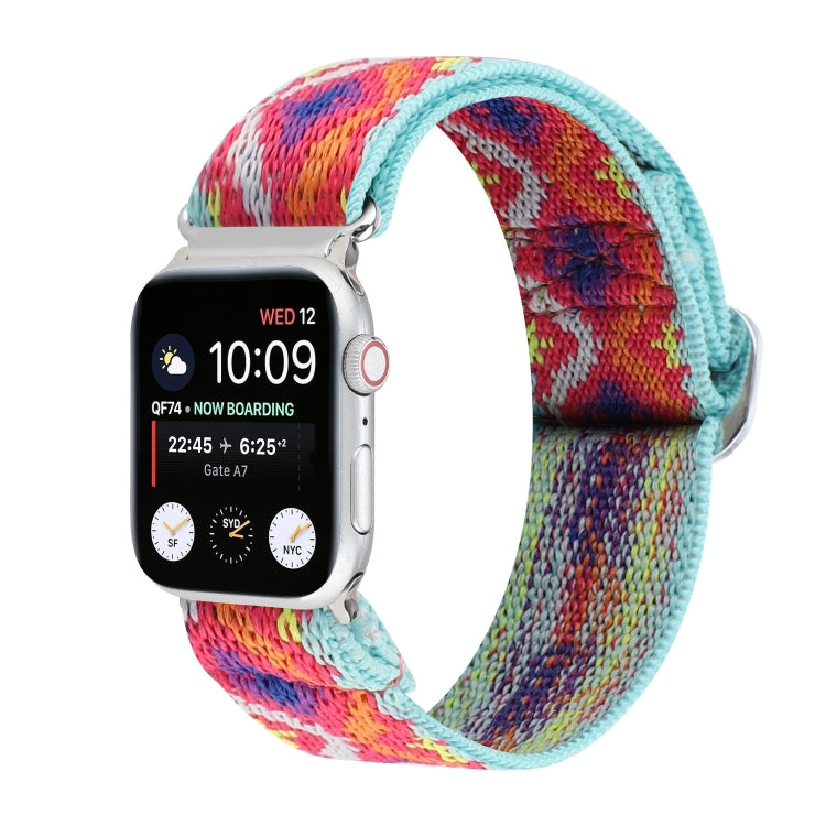Metal Japanese Buckle Elastic Nylon Replacement Watchbands, For Apple Watch Ultra 49mm / Series 8&7 45mm / SE 2&6&SE&5&4 44mm / 3&2&1 42mm