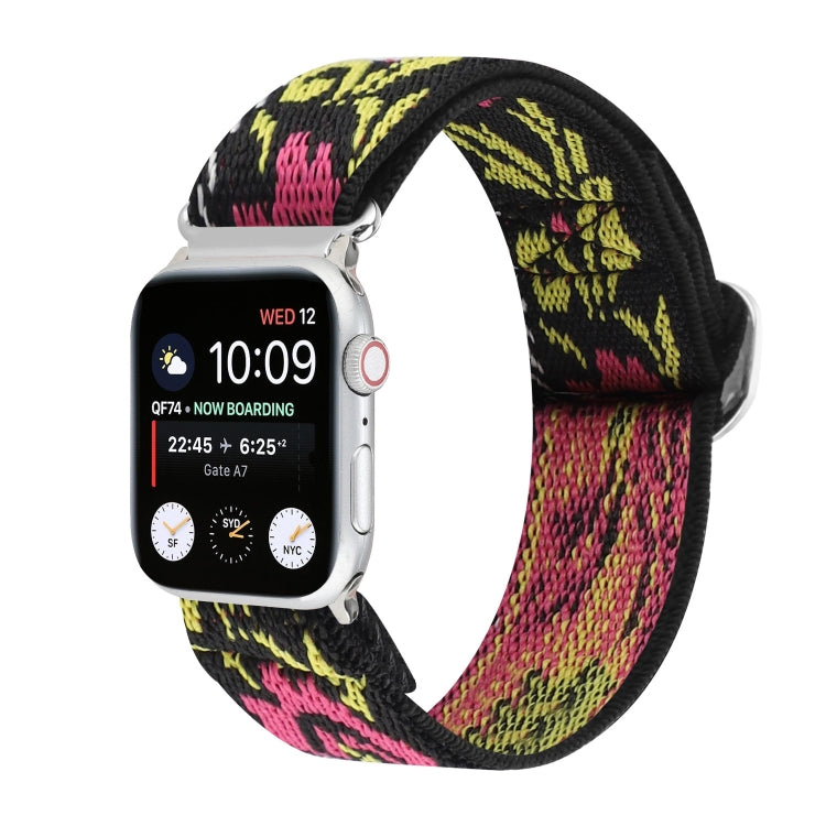Metal Japanese Buckle Elastic Nylon Replacement Watchbands, For Apple Watch Ultra 49mm / Series 8&7 45mm / SE 2&6&SE&5&4 44mm / 3&2&1 42mm