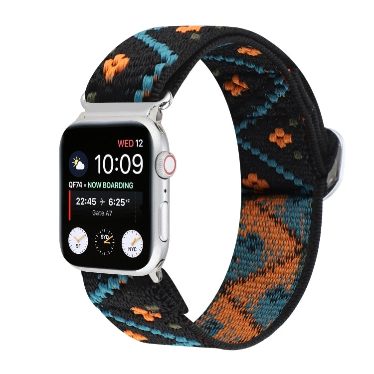 Metal Japanese Buckle Elastic Nylon Replacement Watchbands, For Apple Watch Ultra 49mm / Series 8&7 45mm / SE 2&6&SE&5&4 44mm / 3&2&1 42mm