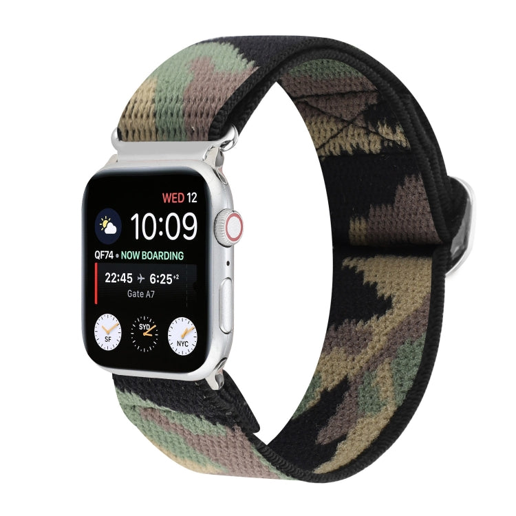 Metal Japanese Buckle Elastic Nylon Replacement Watchbands, For Apple Watch Ultra 49mm / Series 8&7 45mm / SE 2&6&SE&5&4 44mm / 3&2&1 42mm