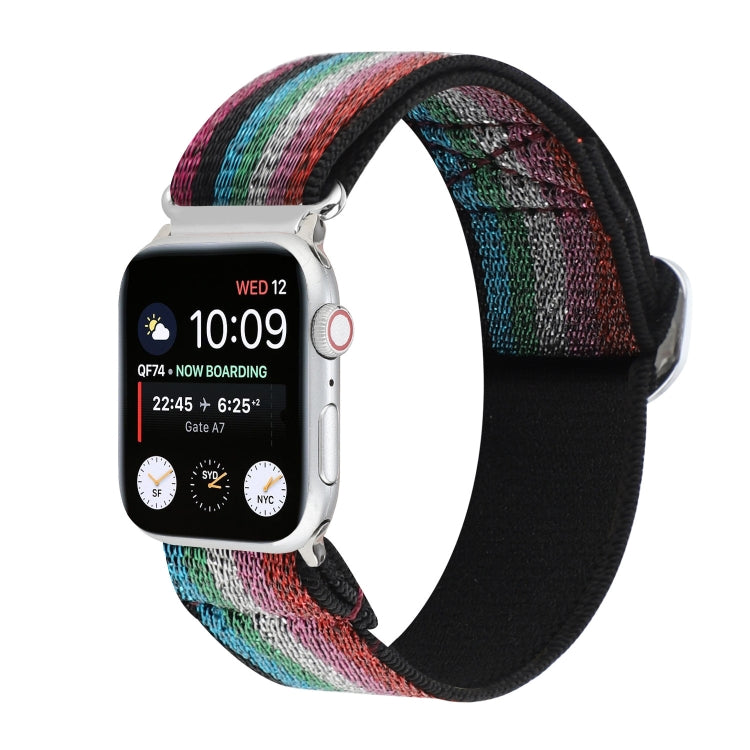 Metal Japanese Buckle Elastic Nylon Replacement Watchbands, For Apple Watch Ultra 49mm / Series 8&7 45mm / SE 2&6&SE&5&4 44mm / 3&2&1 42mm