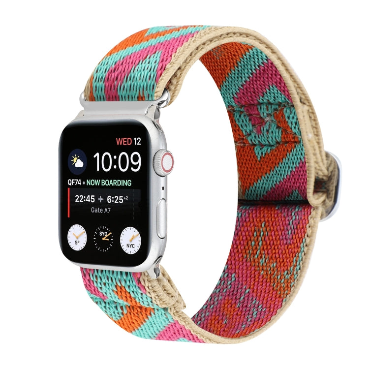 Metal Japanese Buckle Elastic Nylon Replacement Watchbands, For Apple Watch Ultra 49mm / Series 8&7 45mm / SE 2&6&SE&5&4 44mm / 3&2&1 42mm