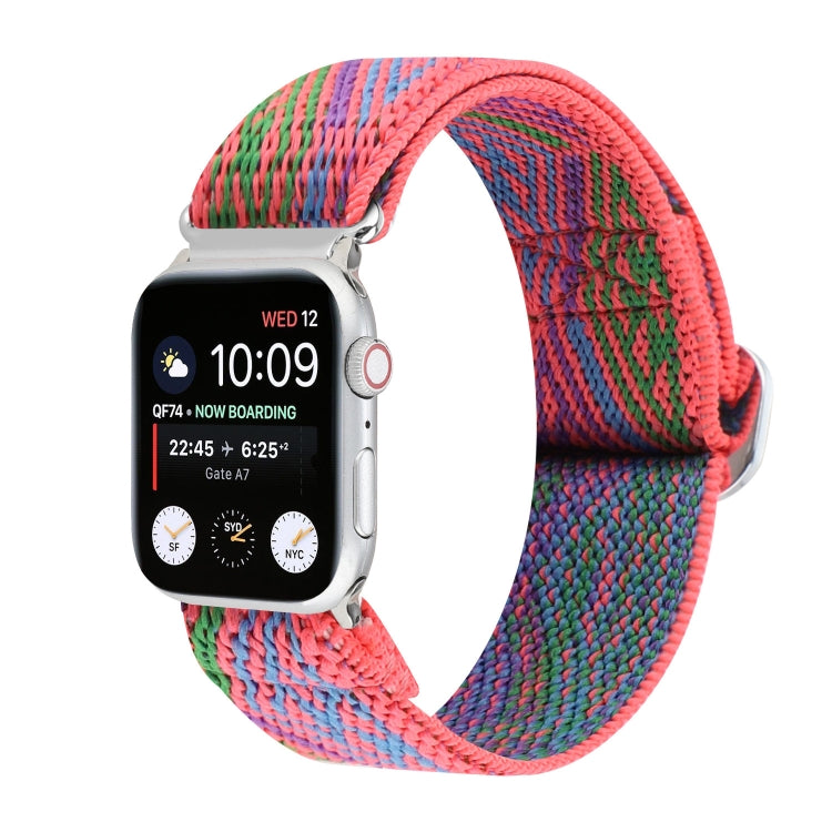 Metal Japanese Buckle Elastic Nylon Replacement Watchbands, For Apple Watch Ultra 49mm / Series 8&7 45mm / SE 2&6&SE&5&4 44mm / 3&2&1 42mm