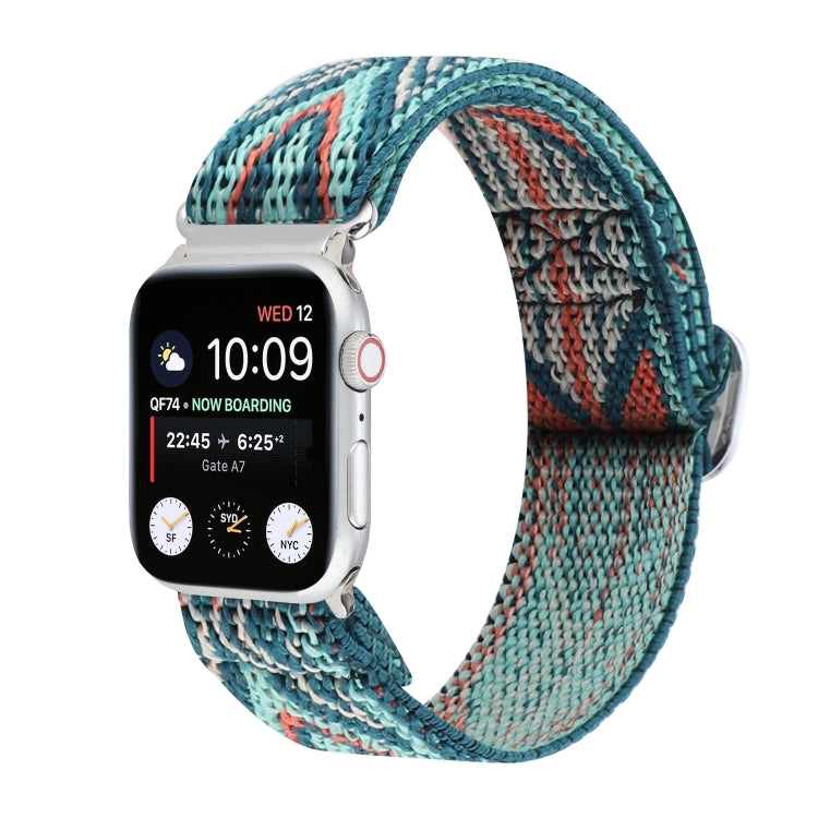 Metal Japanese Buckle Elastic Nylon Replacement Watchbands, For Apple Watch Ultra 49mm / Series 8&7 45mm / SE 2&6&SE&5&4 44mm / 3&2&1 42mm