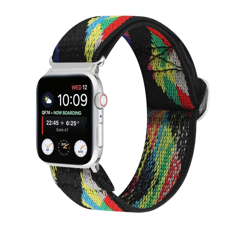 Metal Japanese Buckle Elastic Nylon Replacement Watchbands, For Apple Watch Ultra 49mm / Series 8&7 45mm / SE 2&6&SE&5&4 44mm / 3&2&1 42mm