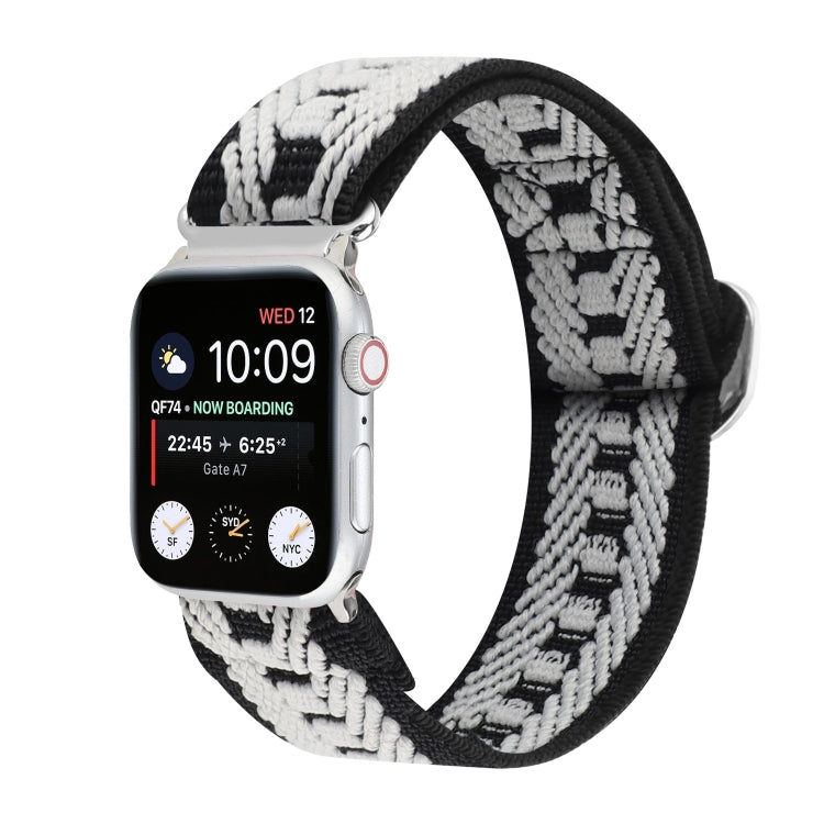 Metal Japanese Buckle Elastic Nylon Replacement Watchbands, For Apple Watch Series 7 45mm / 6 & SE & 5 & 4 44mm / 3 & 2 & 1 42mm, For Apple Watch Series 8&7 41mm / SE 2&6&SE&5&4 40mm / 3&2&1 38mm