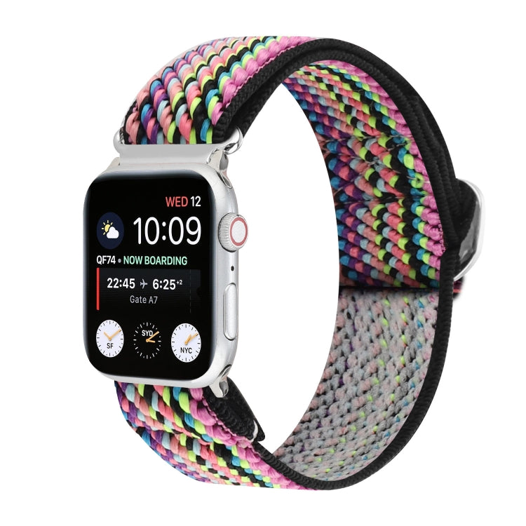 Metal Japanese Buckle Elastic Nylon Replacement Watchbands, For Apple Watch Ultra 49mm / Series 8&7 45mm / SE 2&6&SE&5&4 44mm / 3&2&1 42mm