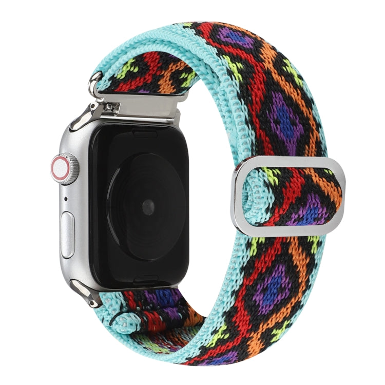 Metal Japanese Buckle Elastic Nylon Replacement Watchbands, For Apple Watch Series 7 41mm / 6 & SE & 5 & 4 40mm / 3 & 2 & 1 38mm