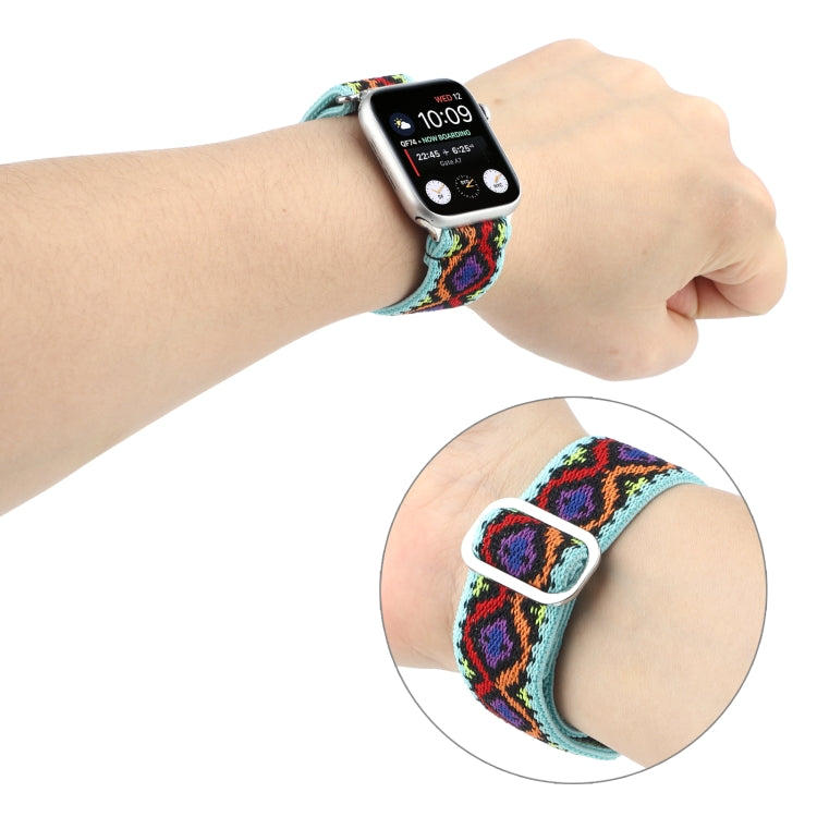 Metal Japanese Buckle Elastic Nylon Replacement Watchbands, For Apple Watch Series 7 41mm / 6 & SE & 5 & 4 40mm / 3 & 2 & 1 38mm