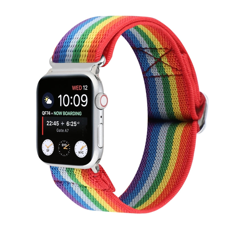 Metal Japanese Buckle Elastic Nylon Replacement Watchbands, For Apple Watch Series 7 41mm / 6 & SE & 5 & 4 40mm / 3 & 2 & 1 38mm