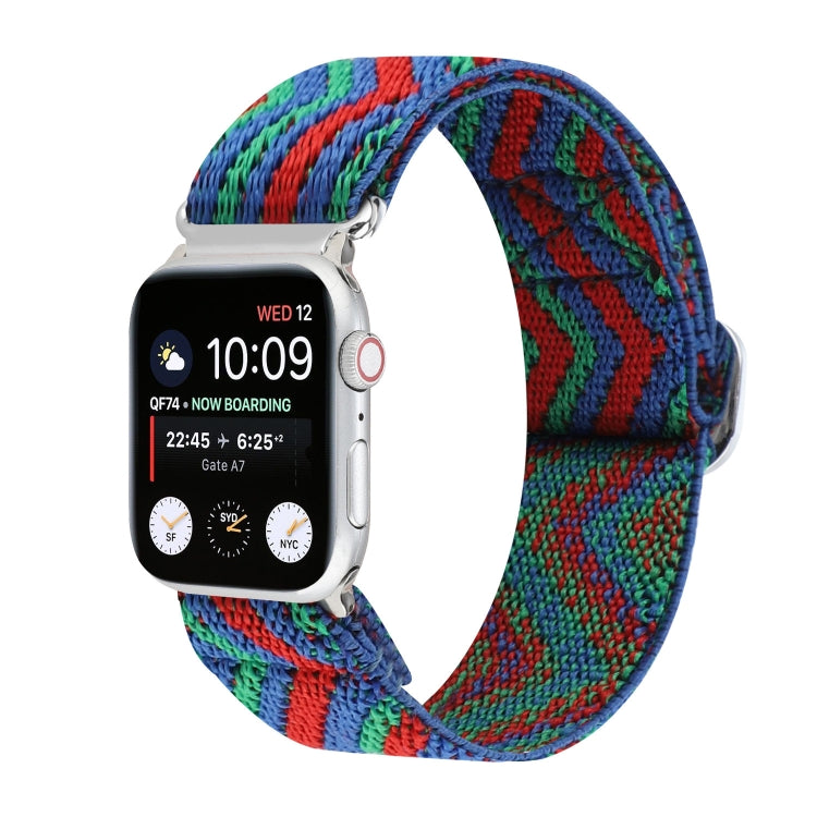 Metal Japanese Buckle Elastic Nylon Replacement Watchbands, For Apple Watch Series 7 41mm / 6 & SE & 5 & 4 40mm / 3 & 2 & 1 38mm