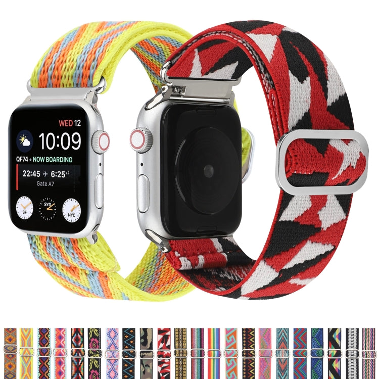 Metal Japanese Buckle Elastic Nylon Replacement Watchbands, For Apple Watch Series 7 41mm / 6 & SE & 5 & 4 40mm / 3 & 2 & 1 38mm