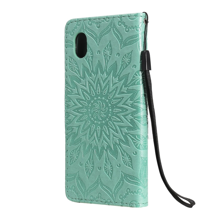 Pressed Printing Sunflower Pattern Horizontal Flip PU Leather Case with Holder & Card Slots & Wallet & Lanyard, For Samsung Galaxy A01 Core, For Samsung Galaxy A01(US Version), For Samsung Galaxy A11(US Version)