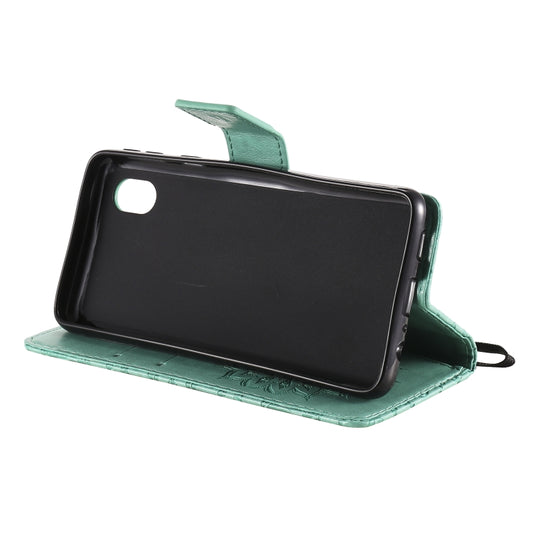 Samsung Galaxy A01 sunflower wallet case showing card slot capacity and layout