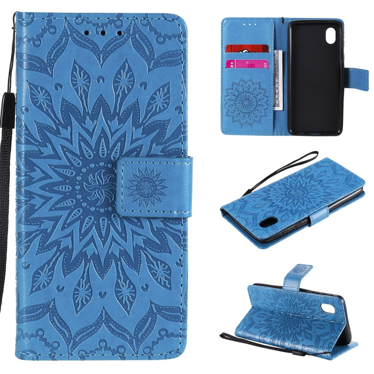 Pressed Printing Sunflower Pattern Horizontal Flip PU Leather Case with Holder & Card Slots & Wallet & Lanyard, For Samsung Galaxy A01 Core, For Samsung Galaxy A01(US Version), For Samsung Galaxy A11(US Version)