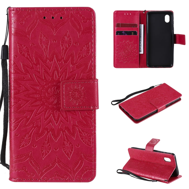 Pressed Printing Sunflower Pattern Horizontal Flip PU Leather Case with Holder & Card Slots & Wallet & Lanyard, For Samsung Galaxy A01 Core, For Samsung Galaxy A01(US Version), For Samsung Galaxy A11(US Version)