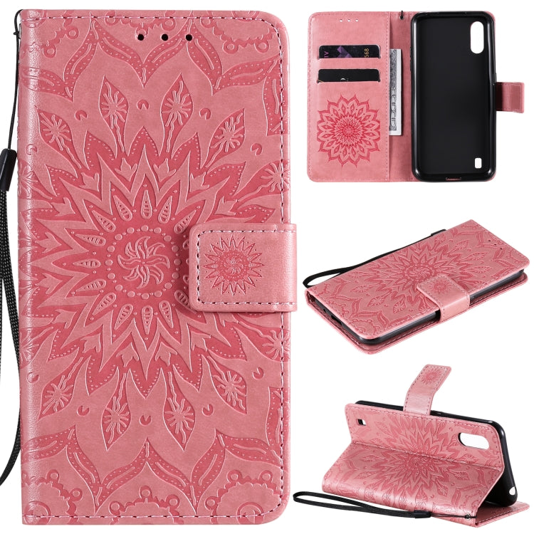Pressed Printing Sunflower Pattern Horizontal Flip PU Leather Case with Holder & Card Slots & Wallet & Lanyard, For Samsung Galaxy A21(US Version), For Samsung Galaxy M01, For Samsung Galaxy M31s