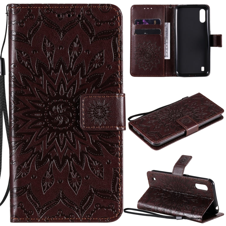 Pressed Printing Sunflower Pattern Horizontal Flip PU Leather Case with Holder & Card Slots & Wallet & Lanyard, For Samsung Galaxy A21(US Version), For Samsung Galaxy M01, For Samsung Galaxy M31s