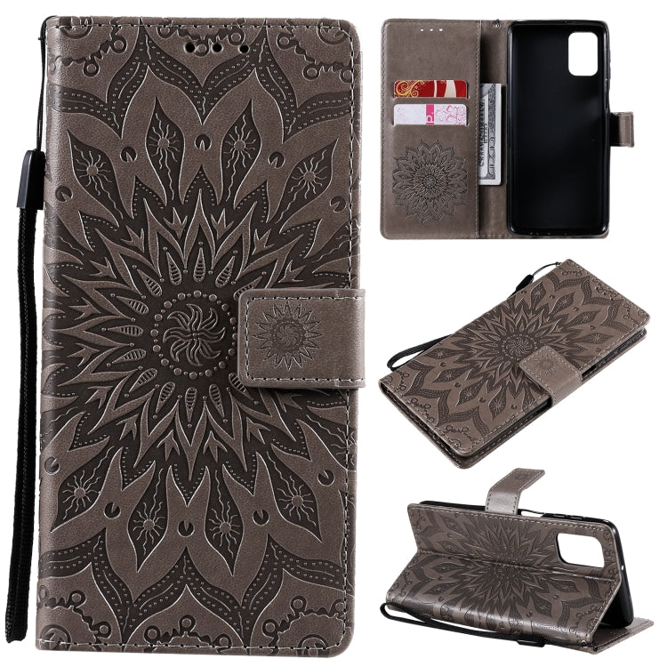 Pressed Printing Sunflower Pattern Horizontal Flip PU Leather Case with Holder & Card Slots & Wallet & Lanyard, For Samsung Galaxy A21(US Version), For Samsung Galaxy M01, For Samsung Galaxy M31s