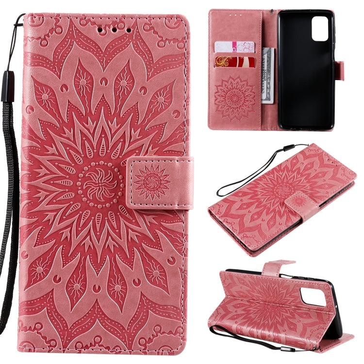 Pressed Printing Sunflower Pattern Horizontal Flip PU Leather Case with Holder & Card Slots & Wallet & Lanyard, For Samsung Galaxy A21(US Version), For Samsung Galaxy M01, For Samsung Galaxy M31s