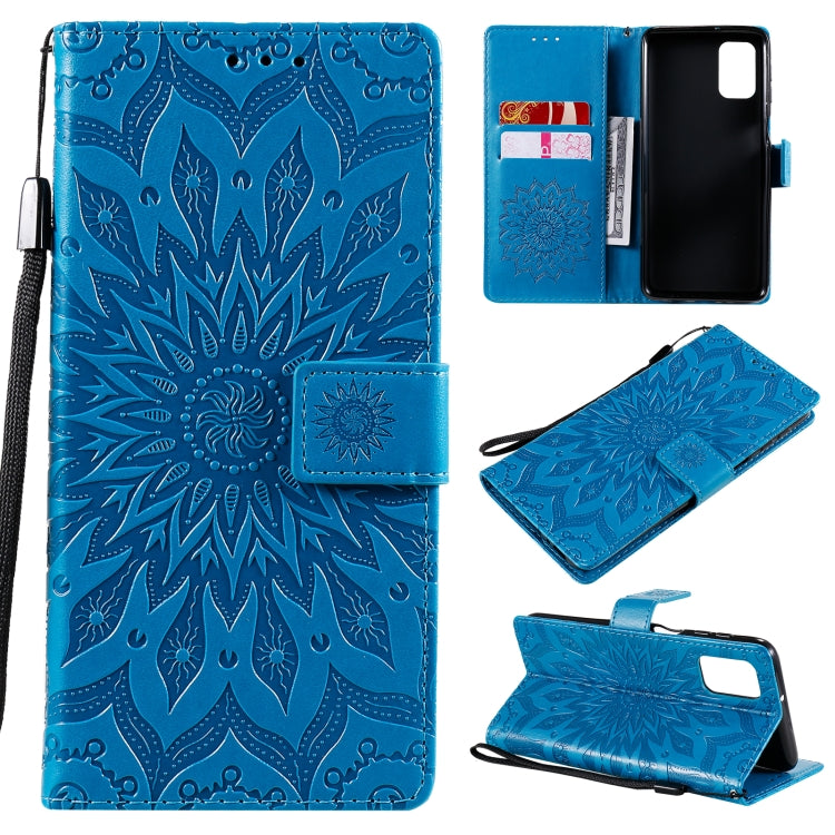 Pressed Printing Sunflower Pattern Horizontal Flip PU Leather Case with Holder & Card Slots & Wallet & Lanyard, For Samsung Galaxy A21(US Version), For Samsung Galaxy M01, For Samsung Galaxy M31s
