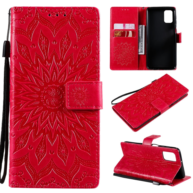 Pressed Printing Sunflower Pattern Horizontal Flip PU Leather Case with Holder & Card Slots & Wallet & Lanyard, For Samsung Galaxy A21(US Version), For Samsung Galaxy M01, For Samsung Galaxy M31s