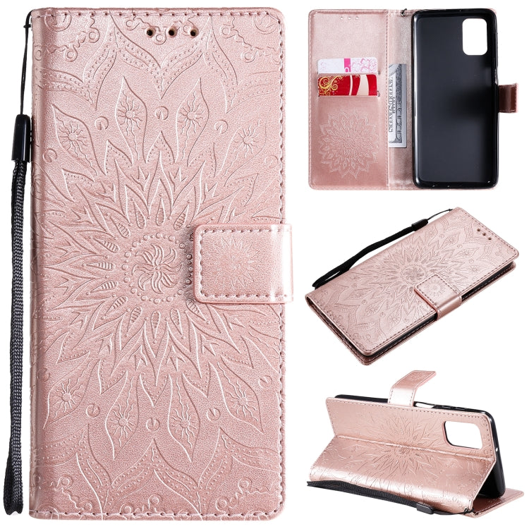 Pressed Printing Sunflower Pattern Horizontal Flip PU Leather Case with Holder & Card Slots & Wallet & Lanyard, For Samsung Galaxy A21(US Version), For Samsung Galaxy M01, For Samsung Galaxy M31s