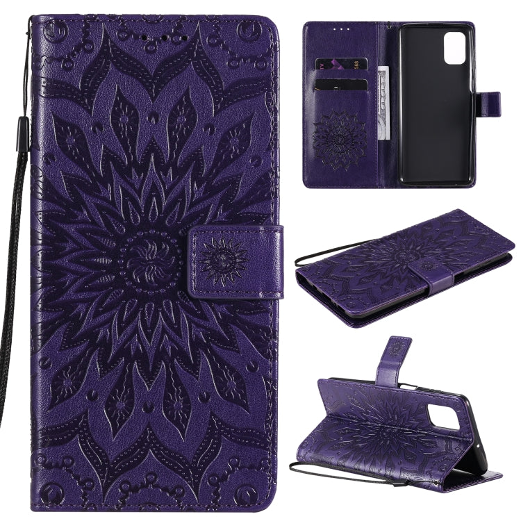 Pressed Printing Sunflower Pattern Horizontal Flip PU Leather Case with Holder & Card Slots & Wallet & Lanyard, For Samsung Galaxy M51, For Samsung Galaxy S20 FE, For Xiaomi Mi 10 Ultra