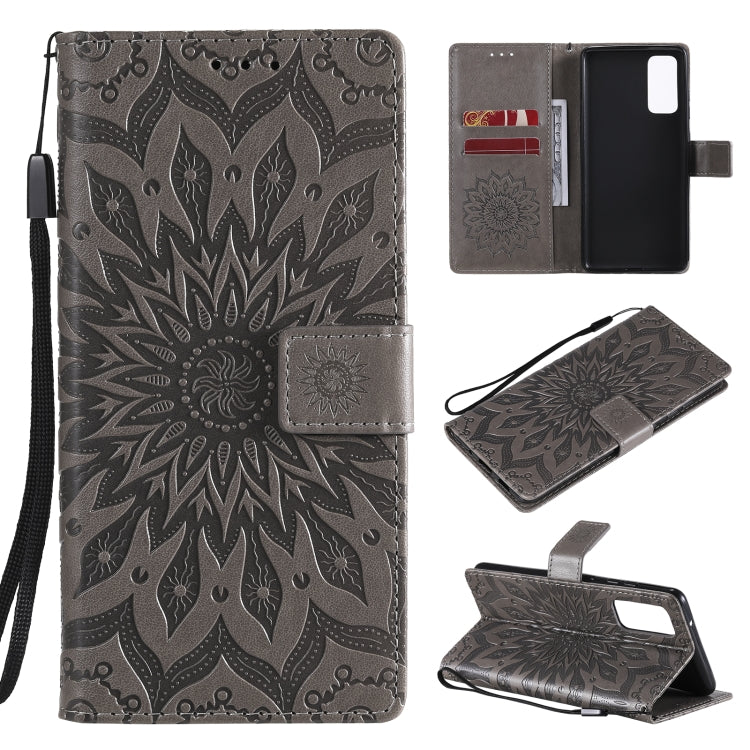 Pressed Printing Sunflower Pattern Horizontal Flip PU Leather Case with Holder & Card Slots & Wallet & Lanyard, For Samsung Galaxy M51, For Samsung Galaxy S20 FE, For Xiaomi Mi 10 Ultra