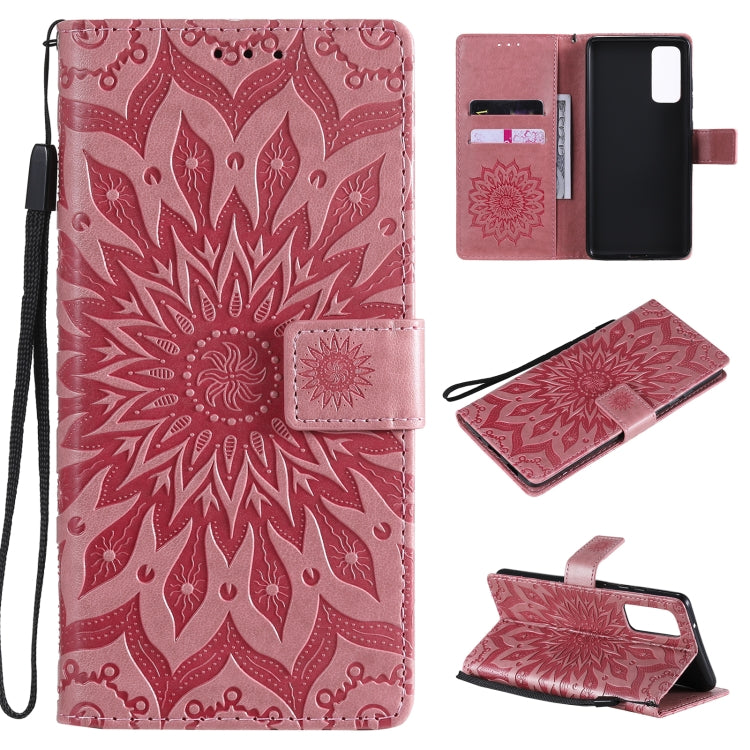 Pressed Printing Sunflower Pattern Horizontal Flip PU Leather Case with Holder & Card Slots & Wallet & Lanyard, For Samsung Galaxy M51, For Samsung Galaxy S20 FE, For Xiaomi Mi 10 Ultra