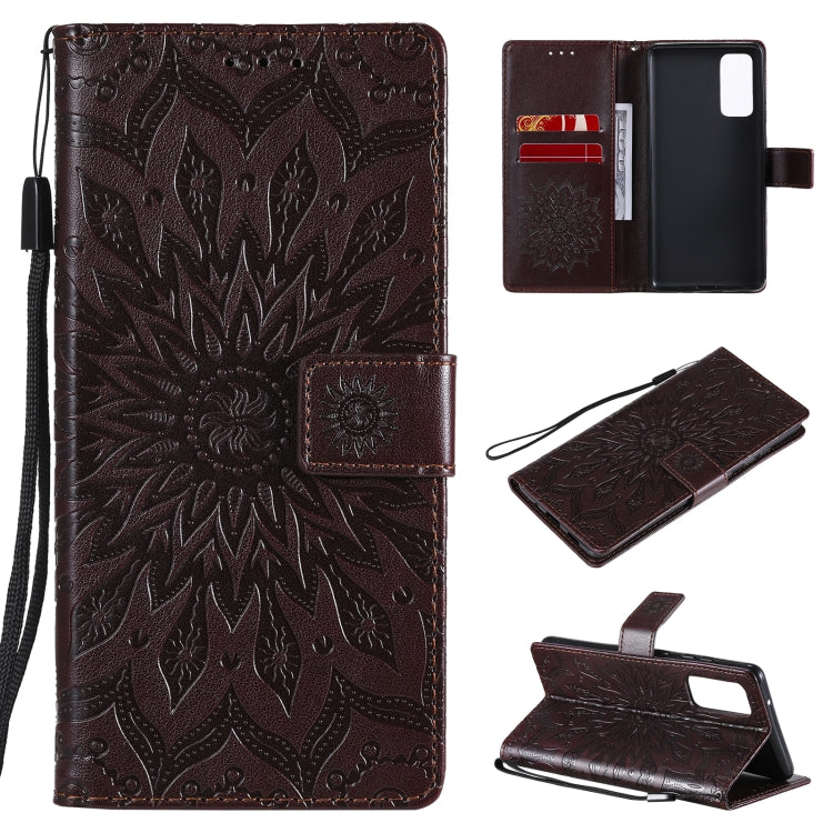 Pressed Printing Sunflower Pattern Horizontal Flip PU Leather Case with Holder & Card Slots & Wallet & Lanyard, For Samsung Galaxy M51, For Samsung Galaxy S20 FE, For Xiaomi Mi 10 Ultra