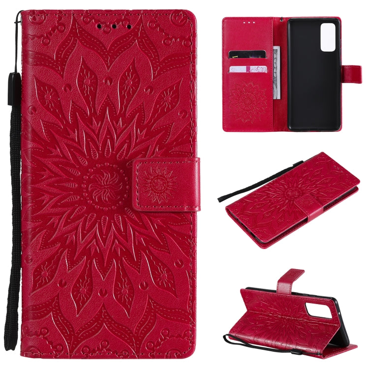 Pressed Printing Sunflower Pattern Horizontal Flip PU Leather Case with Holder & Card Slots & Wallet & Lanyard, For Samsung Galaxy M51, For Samsung Galaxy S20 FE, For Xiaomi Mi 10 Ultra