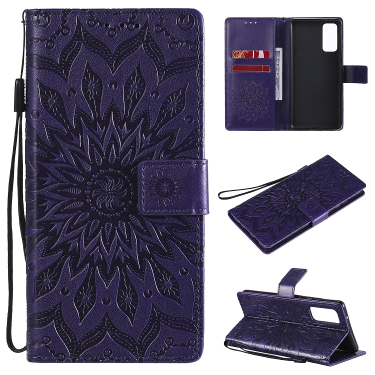 Pressed Printing Sunflower Pattern Horizontal Flip PU Leather Case with Holder & Card Slots & Wallet & Lanyard, For Samsung Galaxy M51, For Samsung Galaxy S20 FE, For Xiaomi Mi 10 Ultra