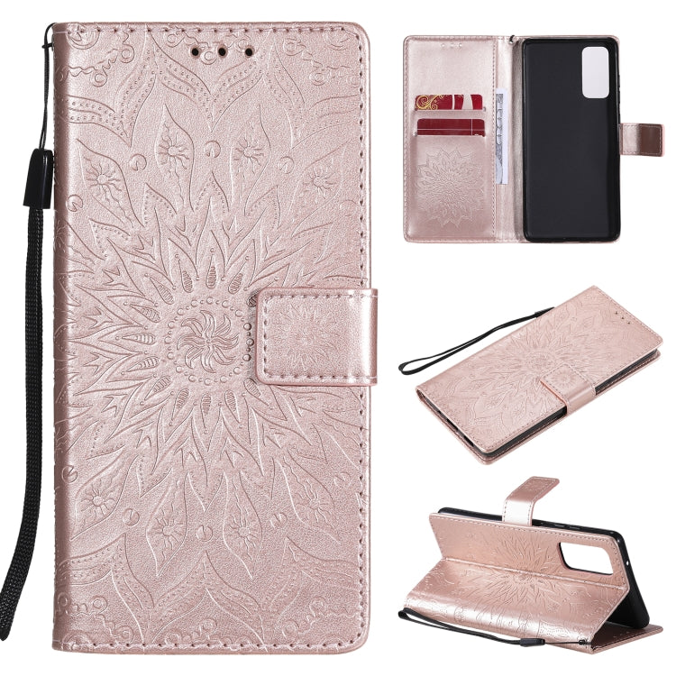 Pressed Printing Sunflower Pattern Horizontal Flip PU Leather Case with Holder & Card Slots & Wallet & Lanyard, For Samsung Galaxy M51, For Samsung Galaxy S20 FE, For Xiaomi Mi 10 Ultra