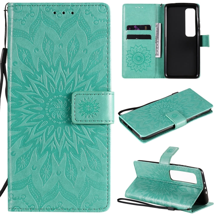 Pressed Printing Sunflower Pattern Horizontal Flip PU Leather Case with Holder & Card Slots & Wallet & Lanyard, For Samsung Galaxy M51, For Samsung Galaxy S20 FE, For Xiaomi Mi 10 Ultra