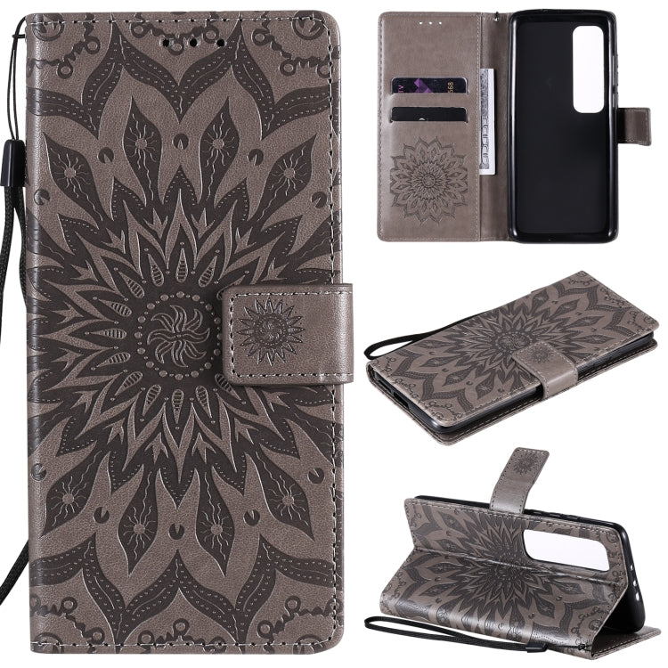 Pressed Printing Sunflower Pattern Horizontal Flip PU Leather Case with Holder & Card Slots & Wallet & Lanyard, For Samsung Galaxy M51, For Samsung Galaxy S20 FE, For Xiaomi Mi 10 Ultra