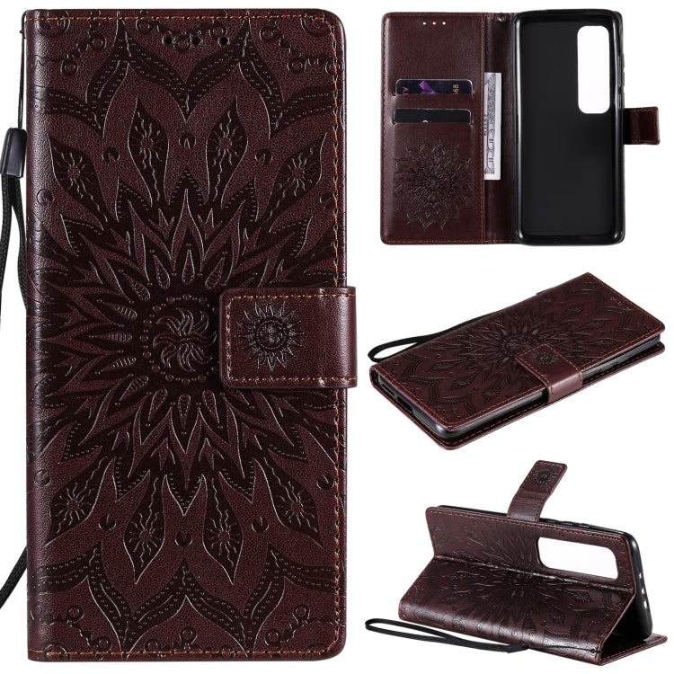 Pressed Printing Sunflower Pattern Horizontal Flip PU Leather Case with Holder & Card Slots & Wallet & Lanyard, For Samsung Galaxy M51, For Samsung Galaxy S20 FE, For Xiaomi Mi 10 Ultra