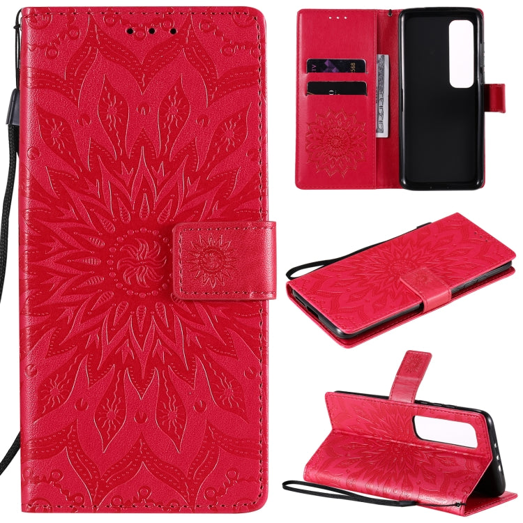 Pressed Printing Sunflower Pattern Horizontal Flip PU Leather Case with Holder & Card Slots & Wallet & Lanyard, For Samsung Galaxy M51, For Samsung Galaxy S20 FE, For Xiaomi Mi 10 Ultra