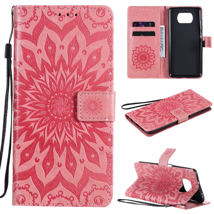 Pressed Printing Sunflower Pattern Horizontal Flip PU Leather Case with Holder & Card Slots & Wallet & Lanyard, For Xiaomi Poco X3 NFC, For OnePlus Nord