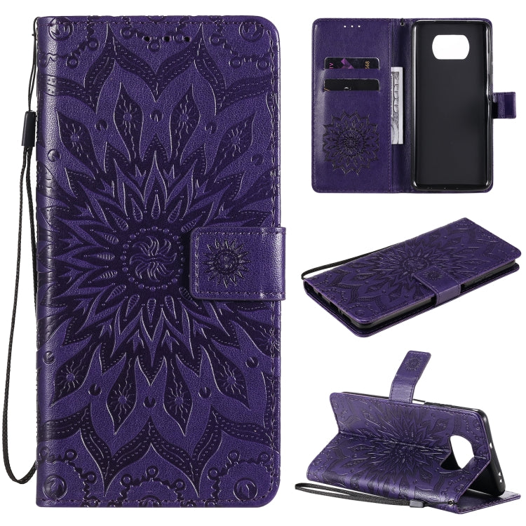 Pressed Printing Sunflower Pattern Horizontal Flip PU Leather Case with Holder & Card Slots & Wallet & Lanyard, For Xiaomi Poco X3 NFC, For OnePlus Nord