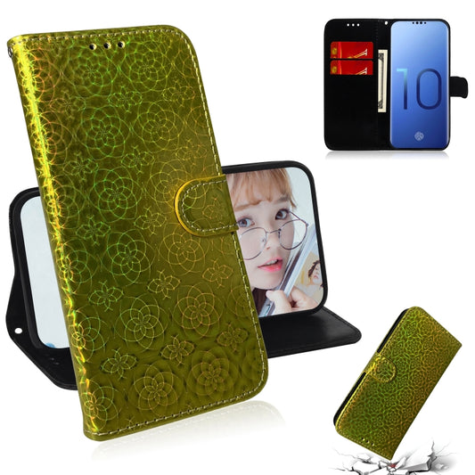 Galaxy S10 magnetic flip case with card slots and lanyard in vibrant colors