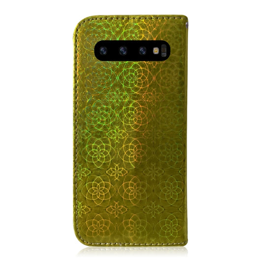 Galaxy A10 M10 horizontal flip phone case with magnetic buckle closure detail