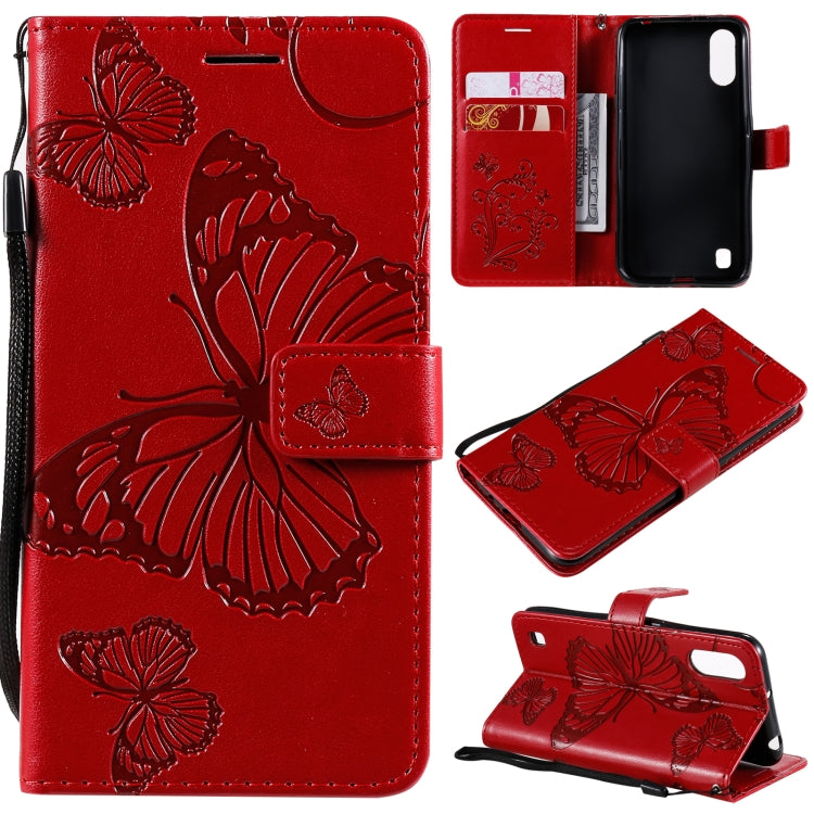 3D Butterflies Embossing Pattern Horizontal Flip Leather Case with Holder & Card Slot & Wallet, For Samsung Galaxy A01 Core, For Samsung Galaxy A01, For Samsung Galaxy M01