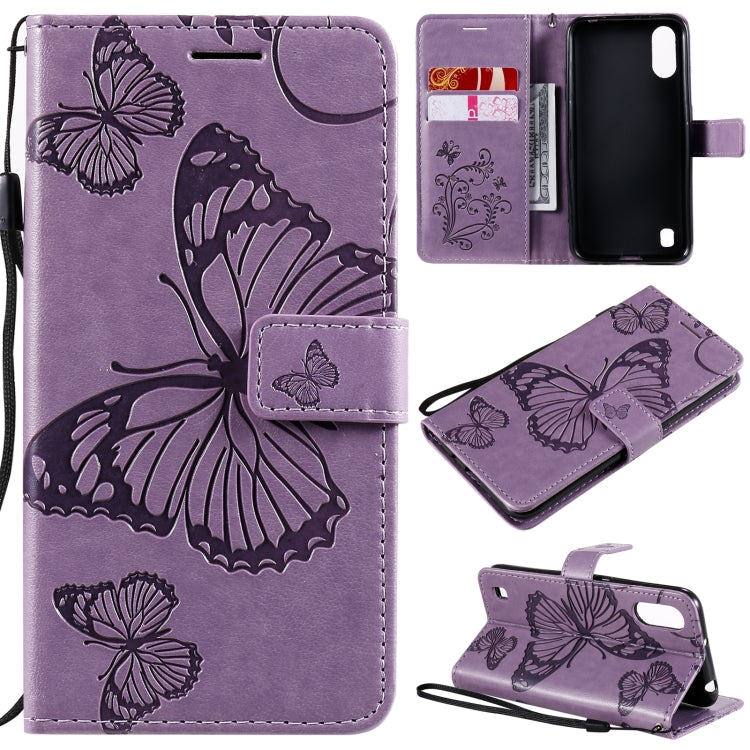 3D Butterflies Embossing Pattern Horizontal Flip Leather Case with Holder & Card Slot & Wallet, For Samsung Galaxy A01 Core, For Samsung Galaxy A01, For Samsung Galaxy M01
