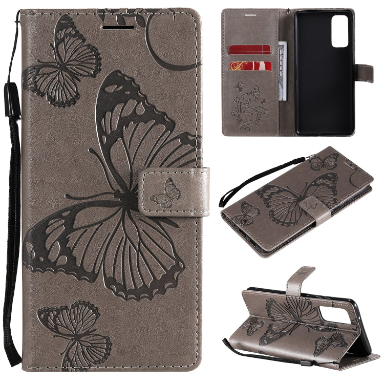 3D Butterflies Embossing Pattern Horizontal Flip Leather Case with Holder & Card Slot & Wallet, For Samsung Galaxy S20 FE 5G / S20 Lite