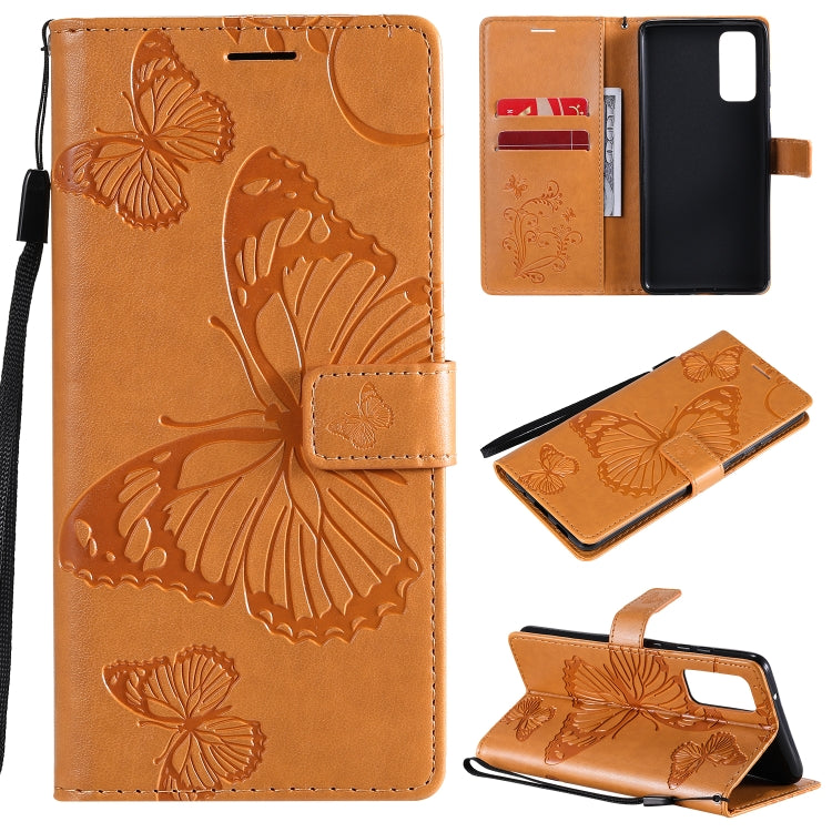 3D Butterflies Embossing Pattern Horizontal Flip Leather Case with Holder & Card Slot & Wallet, For Samsung Galaxy S20 FE 5G / S20 Lite