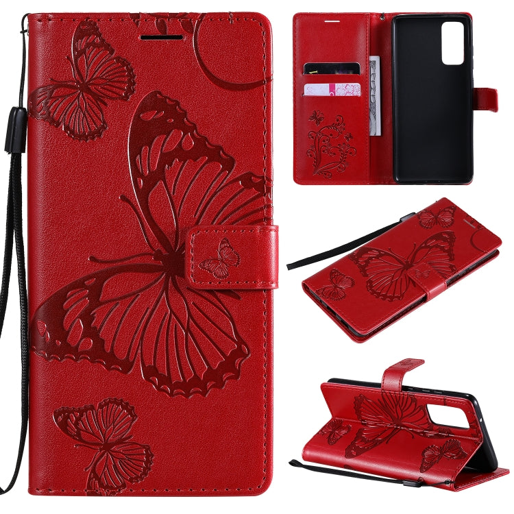 3D Butterflies Embossing Pattern Horizontal Flip Leather Case with Holder & Card Slot & Wallet, For Samsung Galaxy S20 FE 5G / S20 Lite