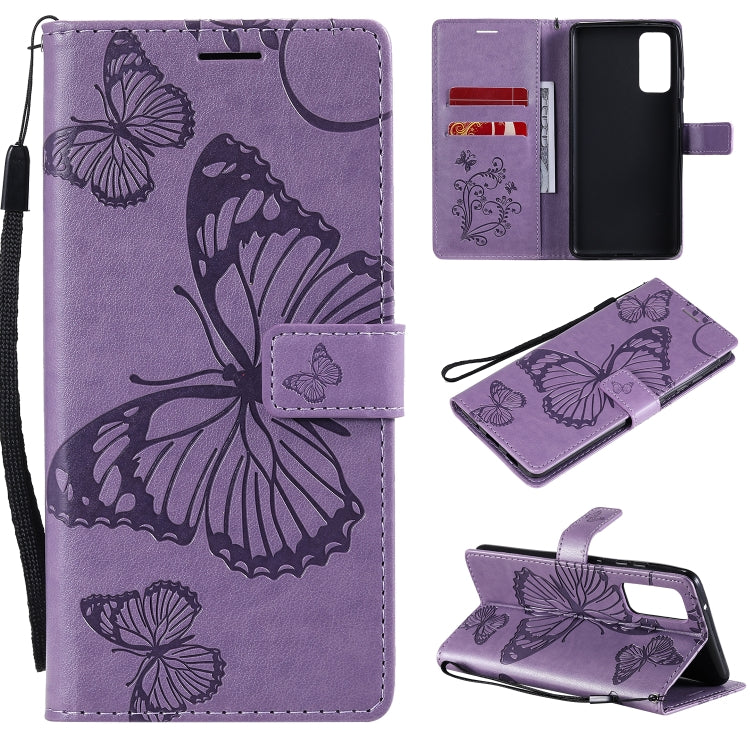 3D Butterflies Embossing Pattern Horizontal Flip Leather Case with Holder & Card Slot & Wallet, For Samsung Galaxy S20 FE 5G / S20 Lite