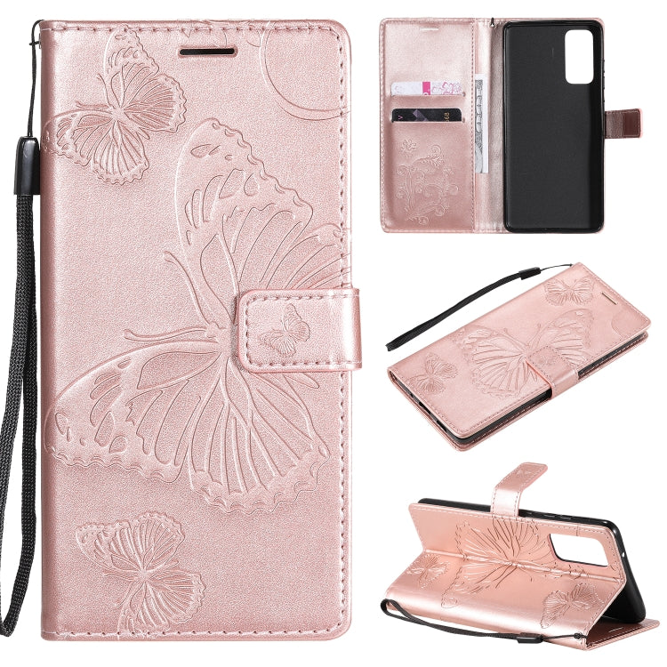 3D Butterflies Embossing Pattern Horizontal Flip Leather Case with Holder & Card Slot & Wallet, For Samsung Galaxy S20 FE 5G / S20 Lite